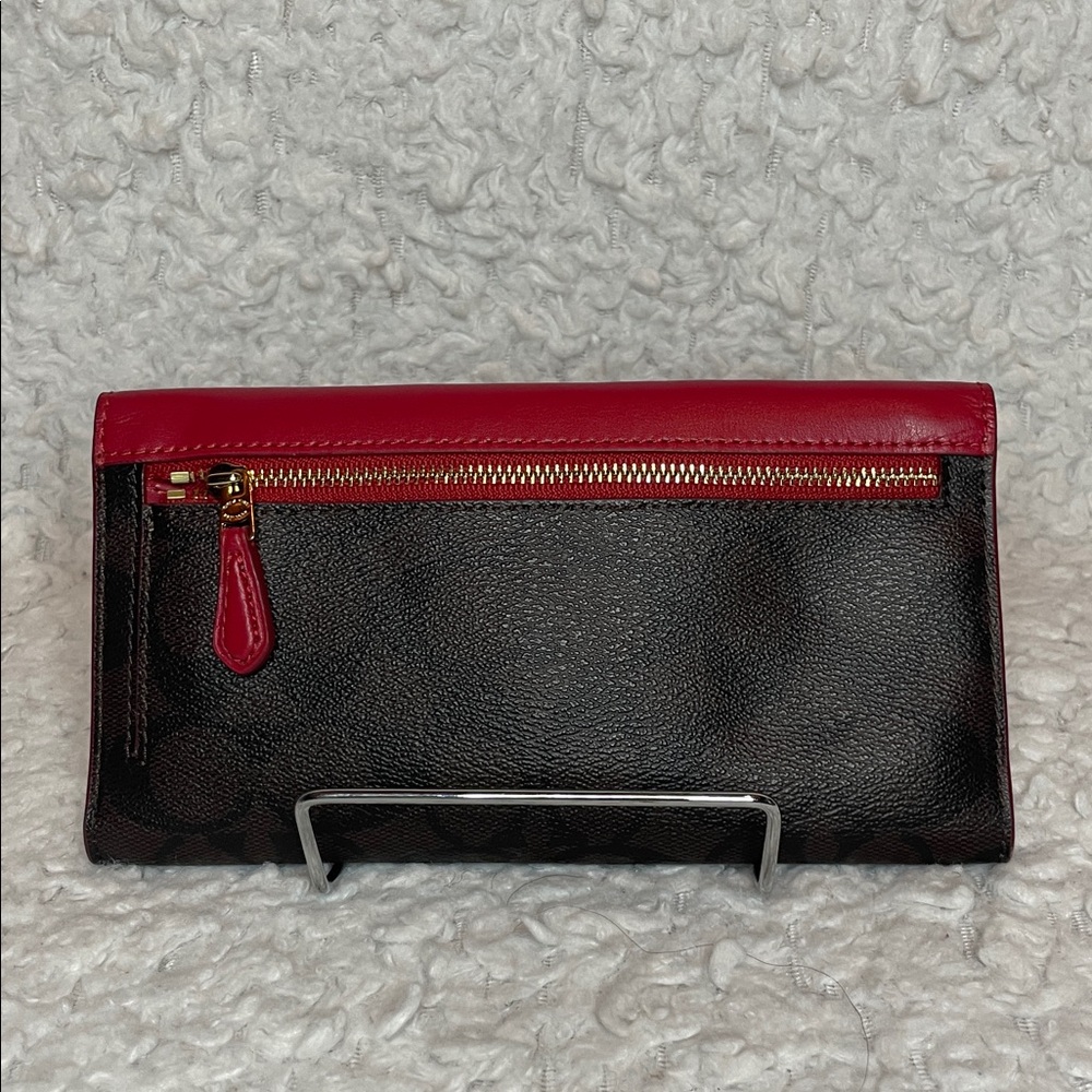 Coach Signature Cavas Elle Hobo Bag and Wallet Set in Brown w Red Leather Trim - Picture 16 of 17
